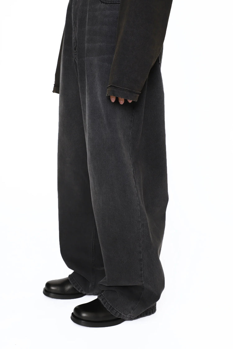 CODA BLACK WASHED DISTRESSED EXTENDED CUT LUFT JEANS