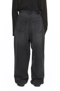 CODA BLACK WASHED DISTRESSED EXTENDED CUT LUFT JEANS
