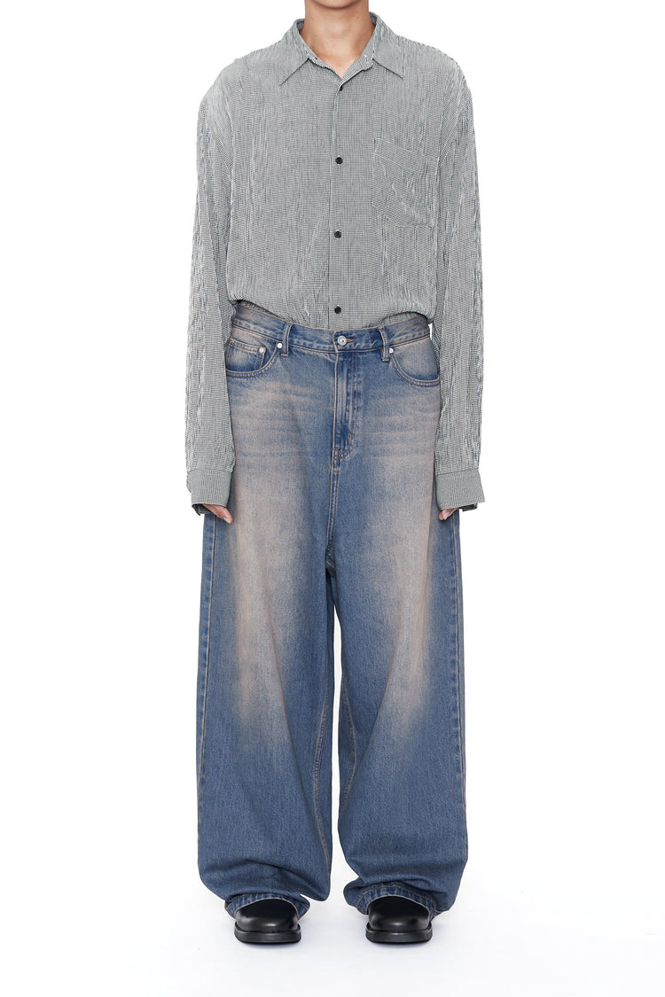 CODA DUST INDIGO ACID WASHED EXTENDED CUT LUFT JEANS