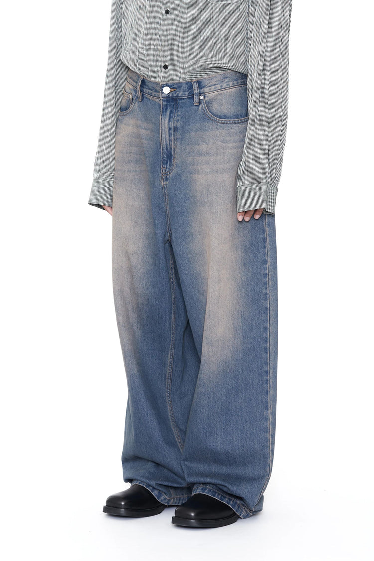 CODA DUST INDIGO ACID WASHED EXTENDED CUT LUFT JEANS