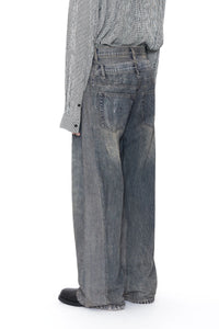 CODA GREY ACID WASH DUAL EXPOSURE BREAK CUT FLARED JEANS