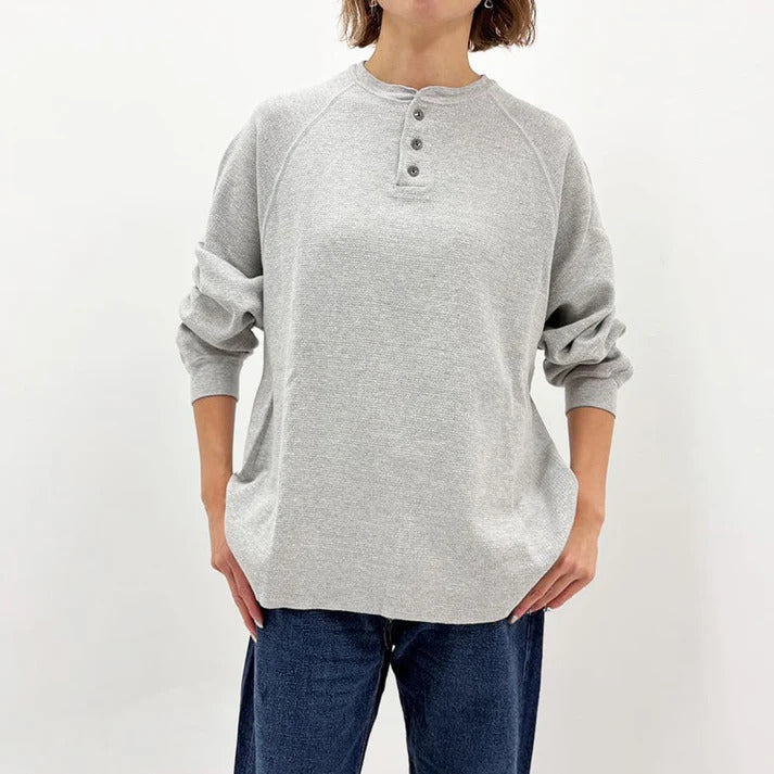 REMI RELIEF WタックヘンリーネックロンT  heathergray