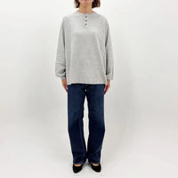 REMI RELIEF WタックヘンリーネックロンT  heathergray