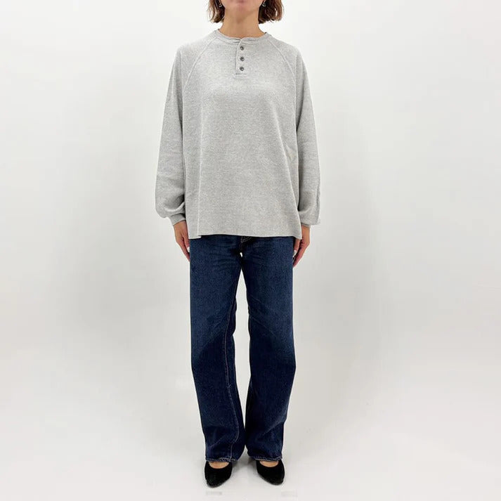 REMI RELIEF WタックヘンリーネックロンT  heathergray