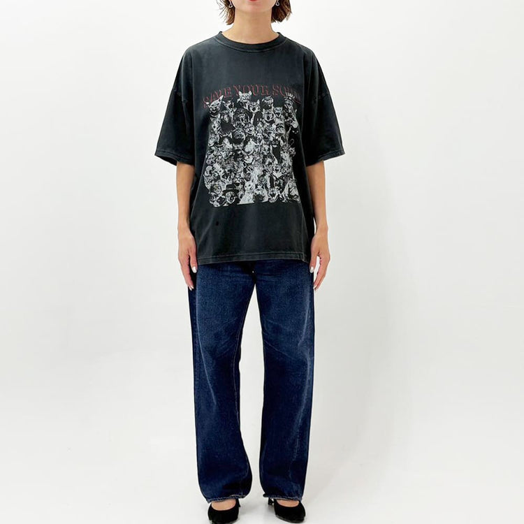 REMI RELIEF HARD SP Processed 20/Jersey BIG T-shirt (SAVE YOUR SOUL) Cat Version BLACK