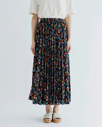 MEYAME  PLEATED SKIRT (FLOWER) MEY-2431 BLACK