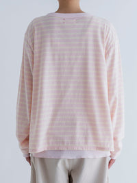 MEYAME BORDER DOUBLE LONG SLEEVE TEE PINK