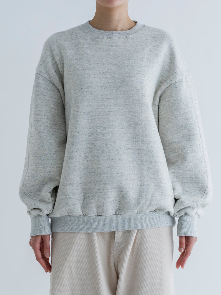 MEYAME  SWITCHING PATTERN SWEAT (BRUSHED LINING) HEATHER GREY