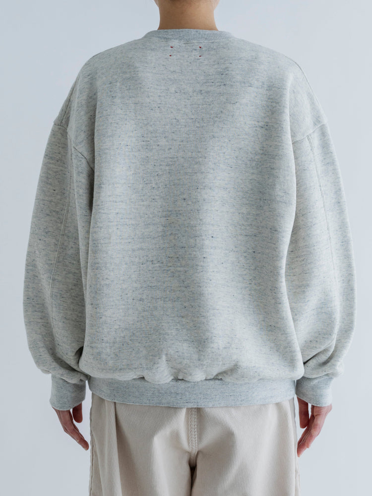 MEYAME SWITCHING PATTERN SWEAT (BRUSHED LINING) HEATHER GRAY