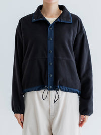 MEYAME  FLEECE SNAP SHORT JACKET BLACK