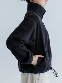 MEYAME FLEECE SNAP SHORT JACKET BLACK