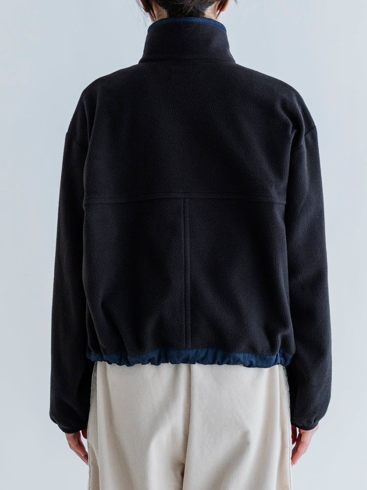 MEYAME  FLEECE SNAP SHORT JACKET BLACK