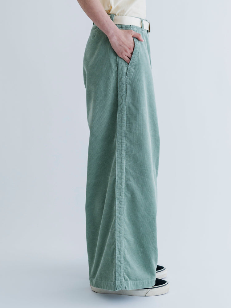MEYAME / CORDUROY SIDE LINE WIDE PANTS GREEN