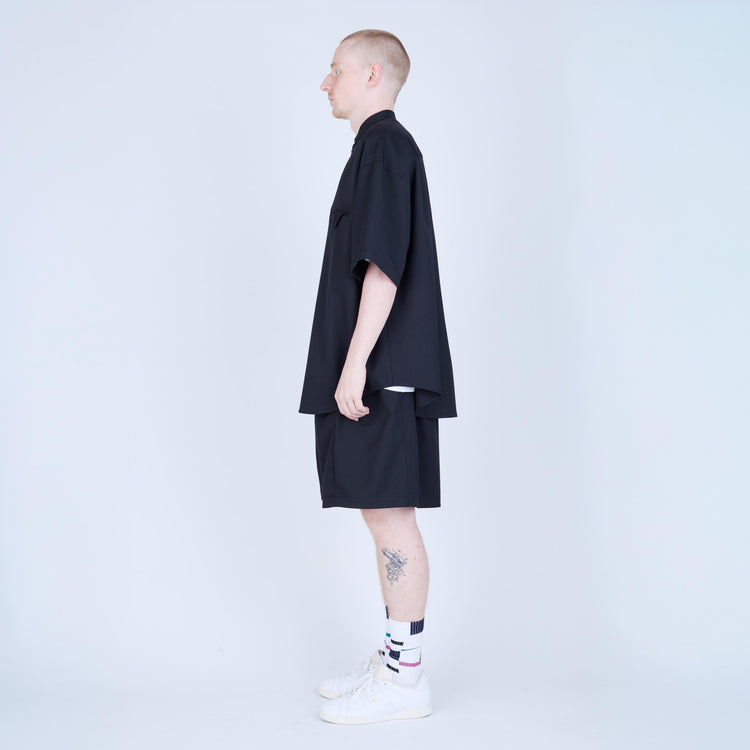 UNTRACE Knee Shorts _263 BLACK/DARK BROWN
