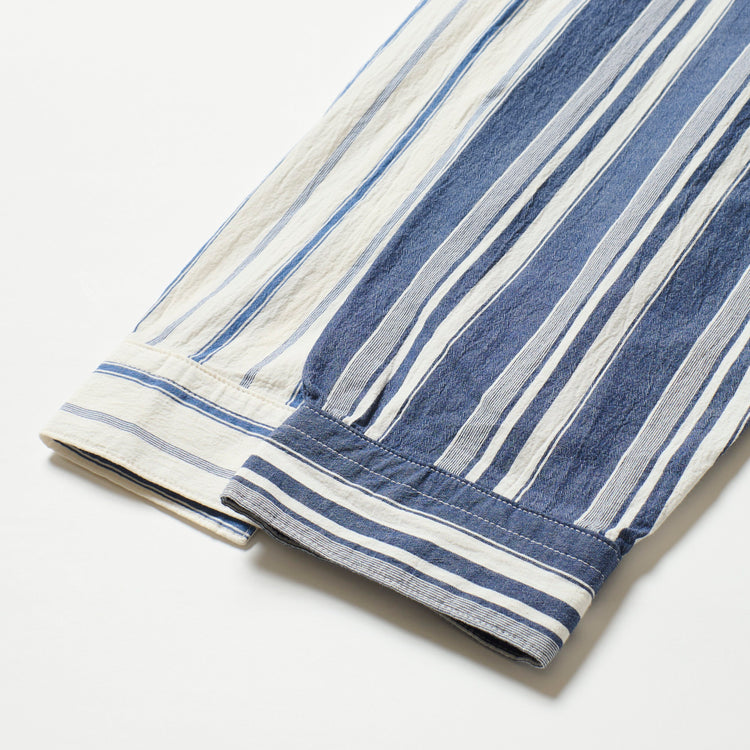 A VONTADE Gardener Apron Shirts LS NAVY MULTI STRIPE