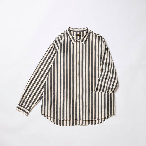 A VONTADE Gardener Apron Shirts LS OG Cotton/Linen Hard Twist Weaher NATURAL×NAVY
