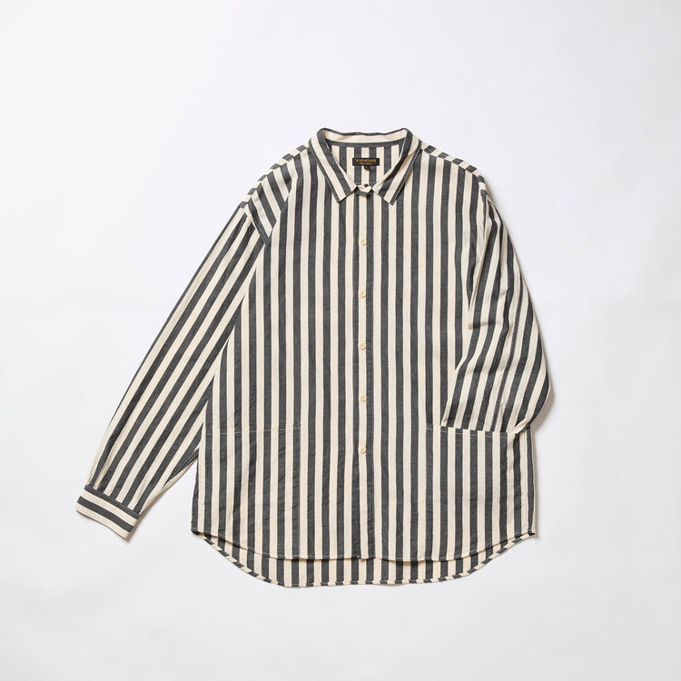 A VONTADE   Gardener Apron Shirts LS OG Cotton/Linen Hard Twist Weaher NATURAL×NAVY