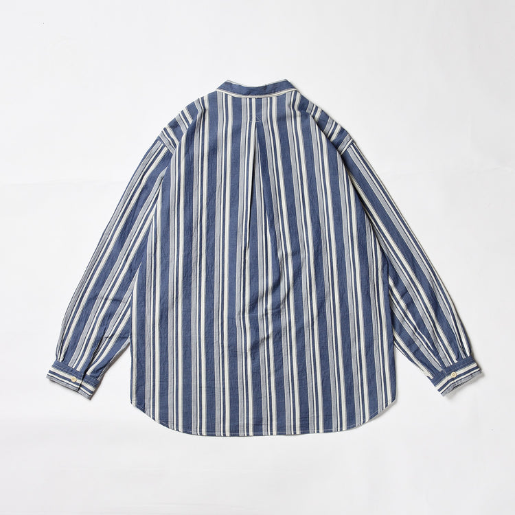 A VONTADE   Gardener Apron Shirts LS NAVY MULTI STRIPE