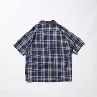 A VONTADE   Italian Open Collar Shirts SS -Check Broad Cloth-VTD-0398-SH NAVY