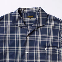 A VONTADE   Italian Open Collar Shirts SS -Check Broad Cloth-VTD-0398-SH NAVY