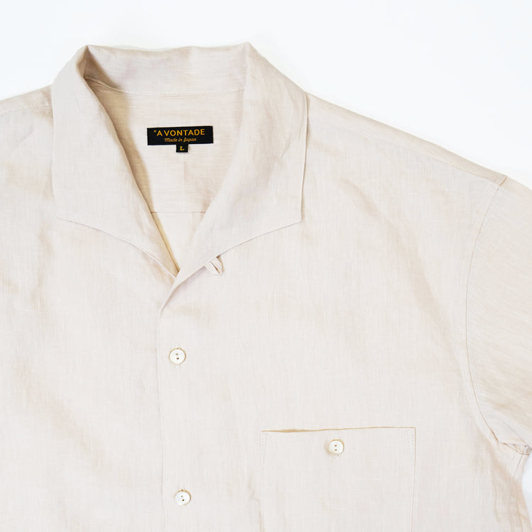 A VONTADE   Italian Open Collar Shirts SS VTD-0398-SH ECRU