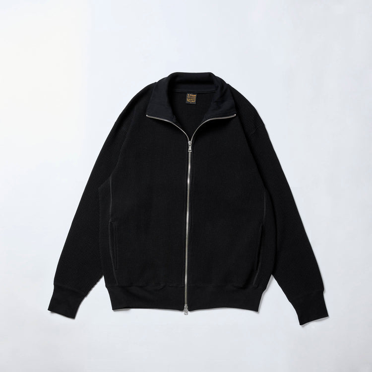A VONTADE   Big Waffle Drivers Zip Cardigan VTD-0602-CS BLACK