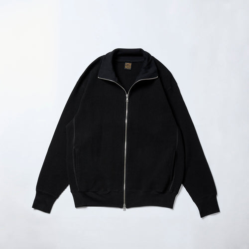 A VONTADE Big Waffle Drivers Zip Cardigan VTD-0602-CS BLACK