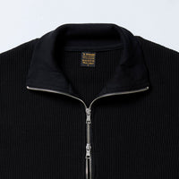 A VONTADE   Big Waffle Drivers Zip Cardigan VTD-0602-CS BLACK