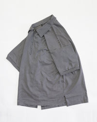 A VONTADE / Compact Border Half Zip Polo SS 9 BLACK*ECRU