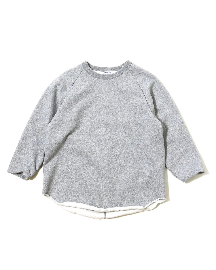 WALLA WALLA SPORT 9oz FLEECE 3/4 BASEBALL SWEAT H.GREY