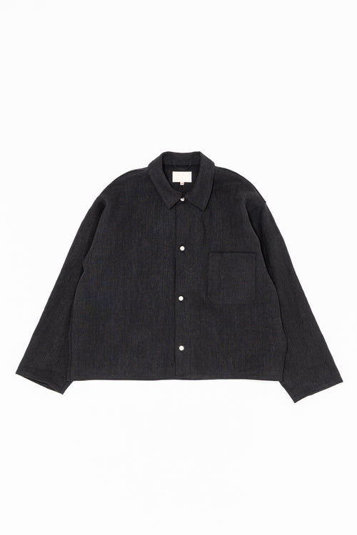 YOKO SAKAMOTO MAX HIGH COUNT HEMP WORK SHIRT SHORT BLACK YS-26AW-41