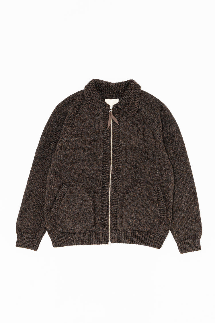 YOKO SAKAMOTO KNIT ZIP BLOUSON BROWN YS-26AW-85