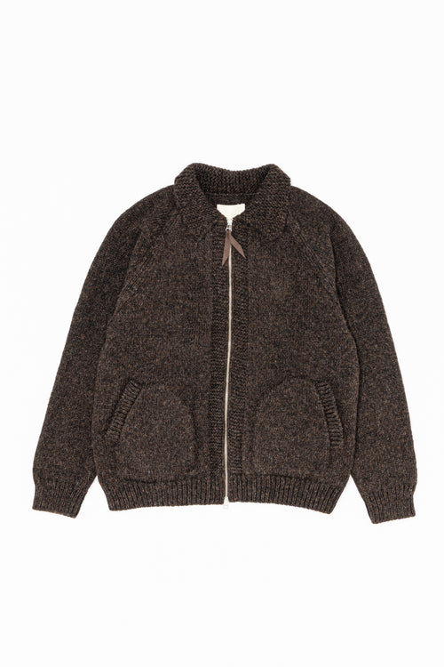 YOKO SAKAMOTO KNIT ZIP BLOUSON BROWN YS-26AW-85