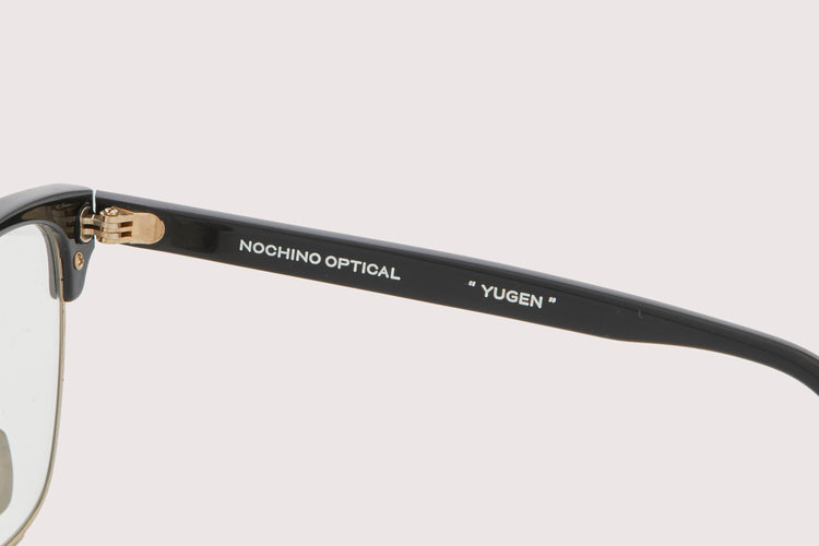 NOCHINO OPTICAL YUGEN #1. GLOSS BLACK & CHAMPAGNE GOLD × CLEAR to GREY (Photochromic)