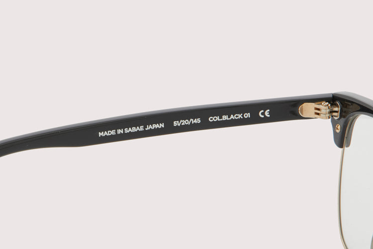 NOCHINO OPTICAL YUGEN #1. GLOSS BLACK & CHAMPAGNE GOLD × CLEAR to GREY (Photochromic)