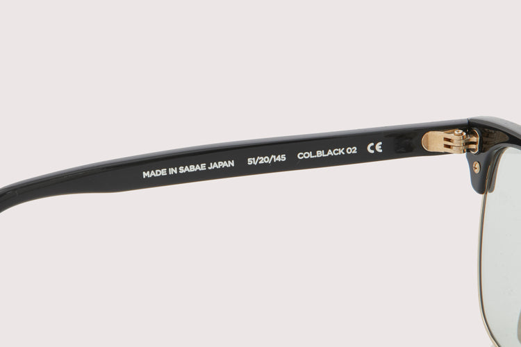 NOCHINO OPTICAL YUGEN #2. GLOSS BLACK & CHAMPAGNE GOLD × GREY GREEN to D.GREY (photochromic)