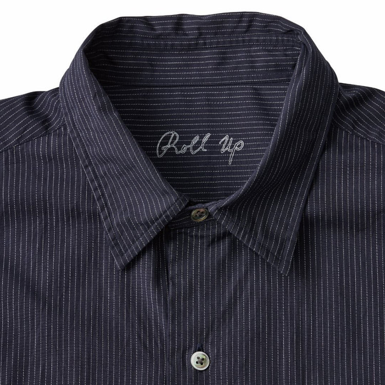 PORTER CLASSIC / ROLL UP PIN STRIPE SHIRT