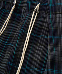 Sillage circular pleats pants deadstock watahiko tex navy plaid