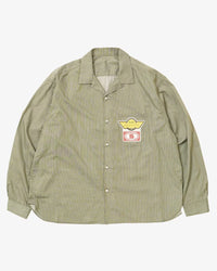 Sillage  re-engineered overshirt long sleeve deadstock green stripe