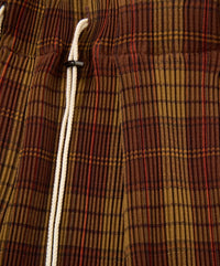 Sillage circular pleats pants deadstock watahiko tex brown check