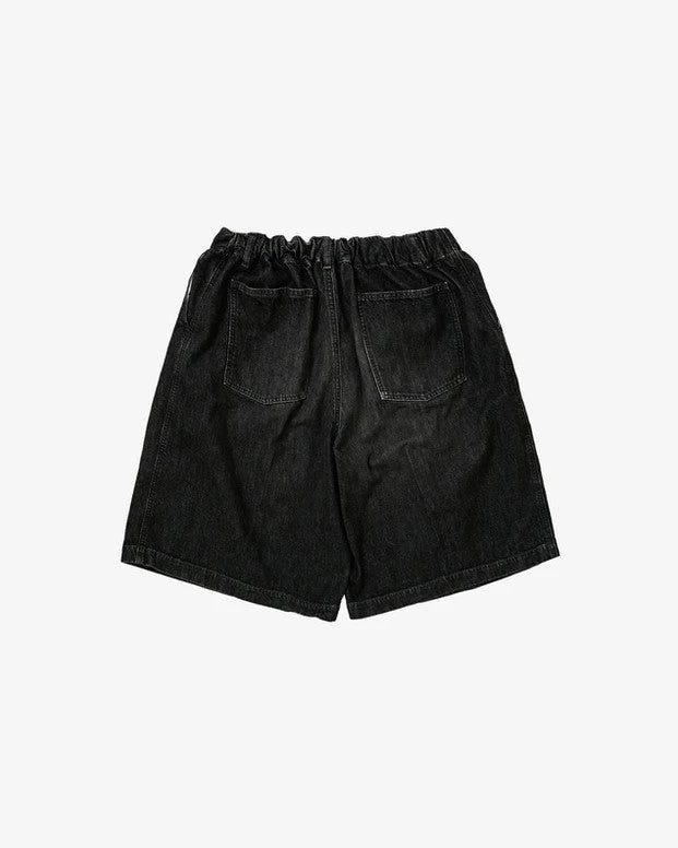 Sillage / circular short pants black denim damaged