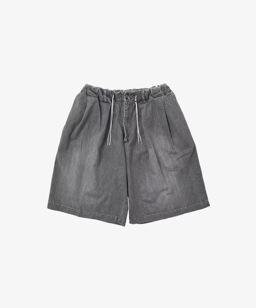 Sillage  circular short pants black denim bleached