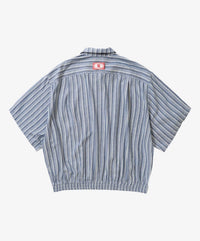 Sillage  banshu ori ribbed shirts blue multi stripe short sleeve