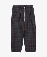 Sillage  circular pleats pants deadstock watahiko tex navy grey plaid