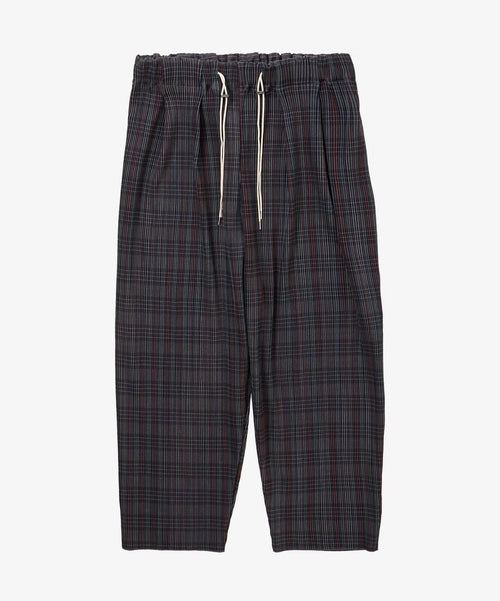 Sillage  circular pleats pants deadstock watahiko tex navy grey plaid