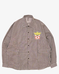 Sillage / big pocket overshirt dead stock brown random stripe 