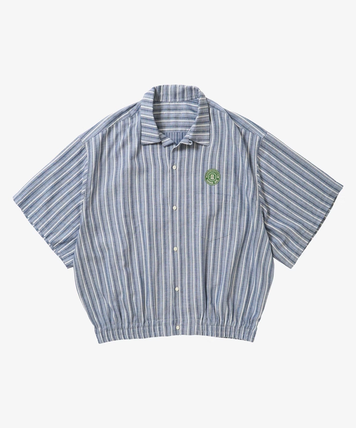 Sillage banshu ori ribbed shirts blue multi stripe short sleeve