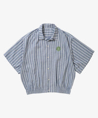 Sillage  banshu ori ribbed shirts blue multi stripe short sleeve