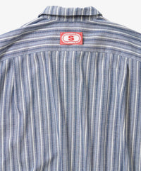 Sillage  banshu ori ribbed shirts blue multi stripe short sleeve