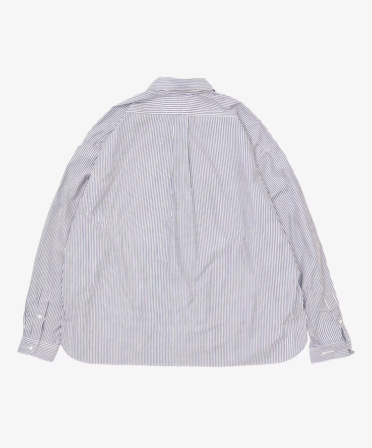 Sillage / wide shirt high count navy stripe
